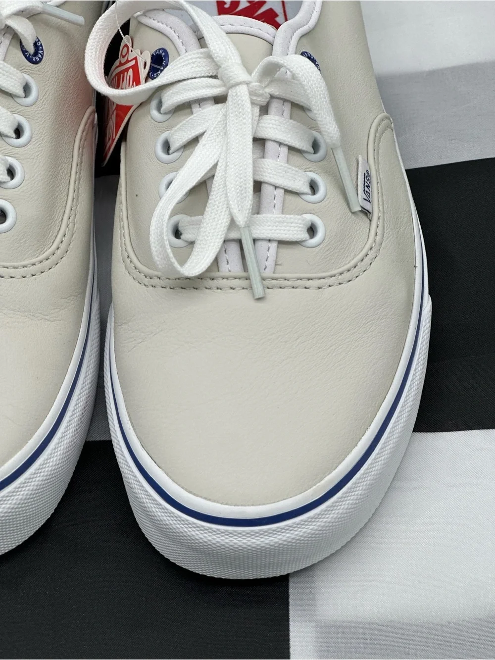 Vans Low-Top Sneakers in Off-White with Navy Trim